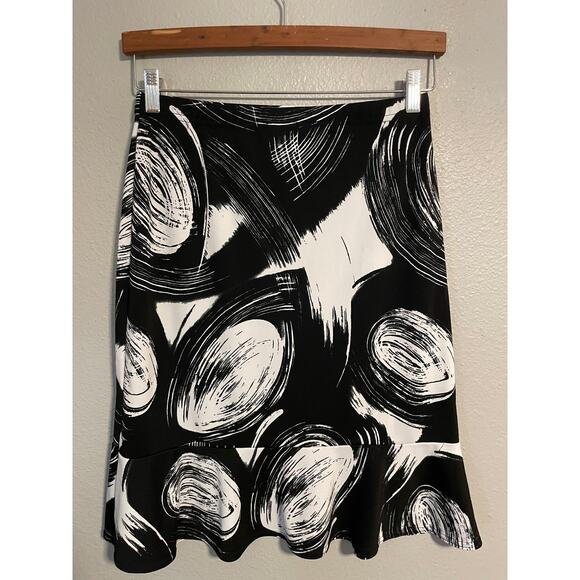 Jonden Skirt Womens Medium Black White Abstract Print Flounce Hem Y2K READ - Picture 2 of 6